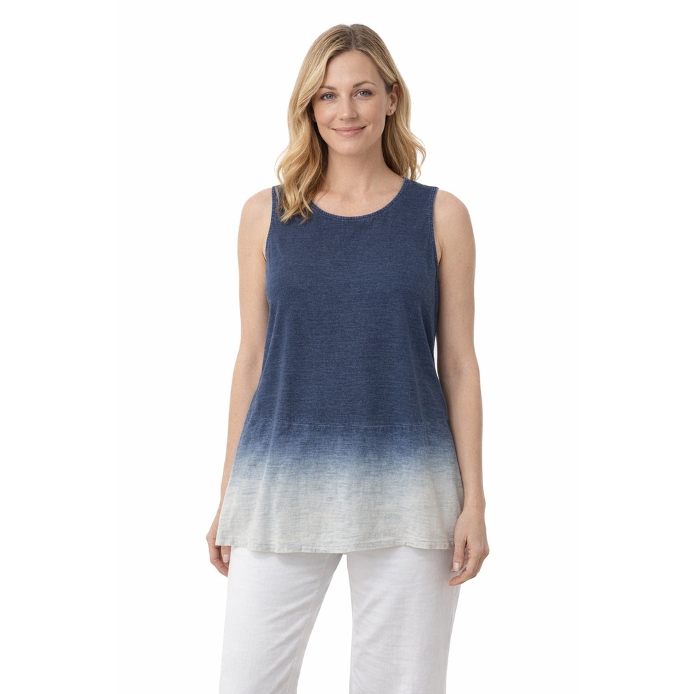 J. Jill Pure Jill Indigo Blue Ombre Sleeveless Top‎ Size M Womens